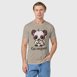 Футболка хлопковая мужская Go vegan - motto, цвет: миндальный — фото 2