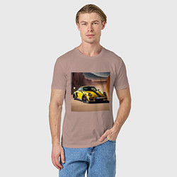 Футболка хлопковая мужская Porsche 911, цвет: пыльно-розовый — фото 2