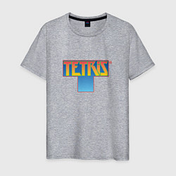 Футболка хлопковая мужская Логотип Тетрис, цвет: меланж