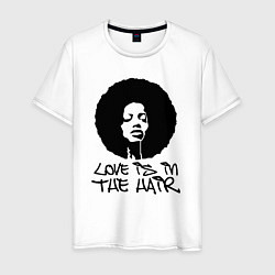 Футболка хлопковая мужская Любовь в волосах, цвет: белый