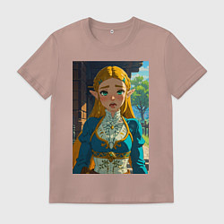 Футболка хлопковая мужская The legend of Zelda - ahegao art, цвет: пыльно-розовый