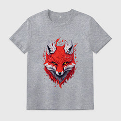 Футболка хлопковая мужская Лисий демон, цвет: меланж