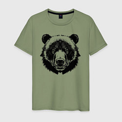 Футболка хлопковая мужская Чернильный медведь, цвет: авокадо
