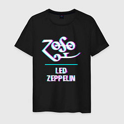 Футболка хлопковая мужская Led Zeppelin glitch rock, цвет: черный