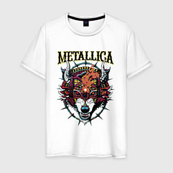 Футболка хлопковая мужская Metallica - wolfs muzzle - thrash metal, цвет: белый