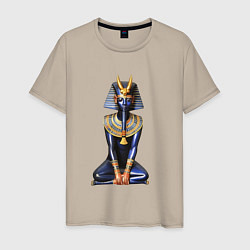 Футболка хлопковая мужская Фараон синий, цвет: миндальный