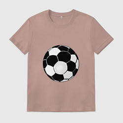 Футболка хлопковая мужская Монохромный футбольный мяч, цвет: пыльно-розовый