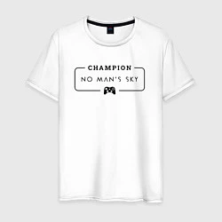 Футболка хлопковая мужская No Mans Sky gaming champion: рамка с лого и джойст, цвет: белый