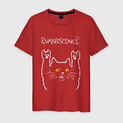 Футболка хлопковая мужская Evanescence rock cat, цвет: красный