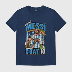 Футболка хлопковая мужская Лионель Месси Аргентина 10, цвет: тёмно-синий