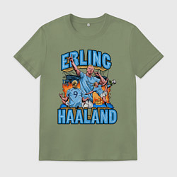 Футболка хлопковая мужская Эрлинг Холанд Манчестер Сити 9, цвет: авокадо