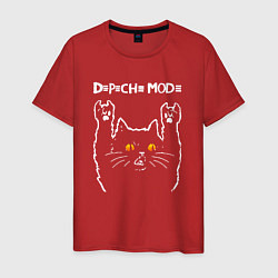 Футболка хлопковая мужская Depeche Mode rock cat, цвет: красный