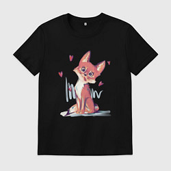 Футболка хлопковая мужская Лис кривляется, цвет: черный