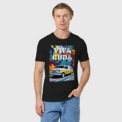 Футболка хлопковая мужская Viva Cuba - car - retro, цвет: черный — фото 2