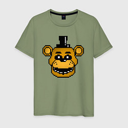 Футболка хлопковая мужская Золотой пиксельный Фредди, цвет: авокадо