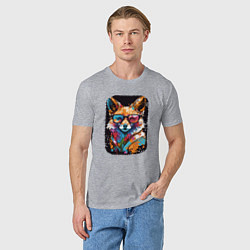 Футболка хлопковая мужская Abstract Colorful Fox, цвет: меланж — фото 2