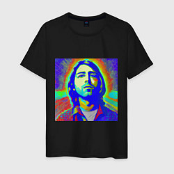 Футболка хлопковая мужская Kurt Cobain Glitch Art, цвет: черный