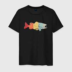 Футболка хлопковая мужская Color fish, цвет: черный