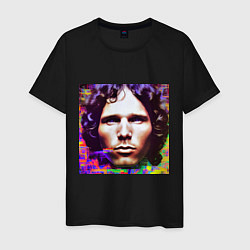 Футболка хлопковая мужская Jim Morrison Glitch 25 Digital Art, цвет: черный