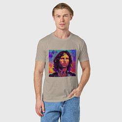 Футболка хлопковая мужская Jim Morrison Strange colors Art, цвет: миндальный — фото 2