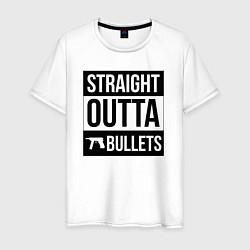 Футболка хлопковая мужская Straight outta bullets, цвет: белый