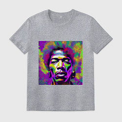 Футболка хлопковая мужская Jimi Hendrix in color Glitch Art, цвет: меланж