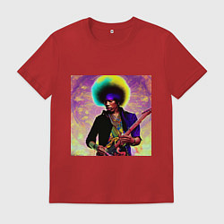 Футболка хлопковая мужская Jimi Hendrix Rock Idol Art, цвет: красный