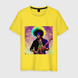 Футболка хлопковая мужская Jimi Hendrix Rock Idol Art, цвет: желтый