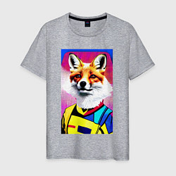 Футболка хлопковая мужская Fox - pop art - fashionista, цвет: меланж