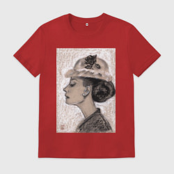 Футболка хлопковая мужская Одри Хепбёрн, цвет: красный
