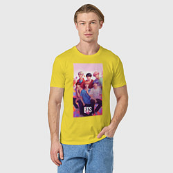 Футболка хлопковая мужская BTS art anime style, цвет: желтый — фото 2