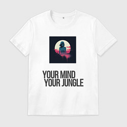 Футболка хлопковая мужская Your mind your jungle, цвет: белый