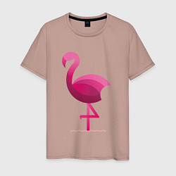 Футболка хлопковая мужская Фламинго минималистичный, цвет: пыльно-розовый