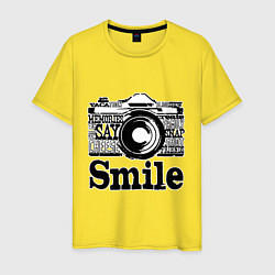 Футболка хлопковая мужская Smile camera, цвет: желтый
