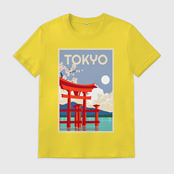 Футболка хлопковая мужская Tokyo - japan, цвет: желтый