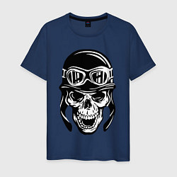 Футболка хлопковая мужская Skull biker helmet, цвет: тёмно-синий