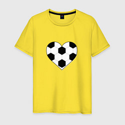 Футболка хлопковая мужская Футбольное сердце, цвет: желтый