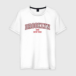 Футболка хлопковая мужская Brooklyn New York, цвет: белый