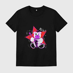 Футболка хлопковая мужская Медведь рок звезда, цвет: черный