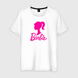 Футболка хлопковая мужская Розовый логотип Барби, цвет: белый