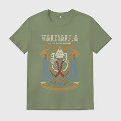 Футболка хлопковая мужская Вальхалла - дворец павших воинов, цвет: авокадо