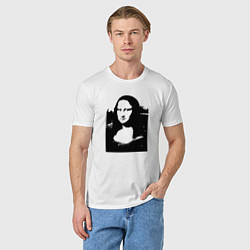Футболка хлопковая мужская Mona Lisa in black white, цвет: белый — фото 2