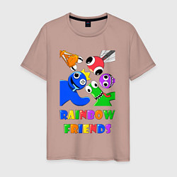 Футболка хлопковая мужская Rainbow Friends персонажи, цвет: пыльно-розовый