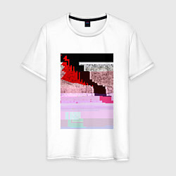 Футболка хлопковая мужская Abstract glitch, цвет: белый