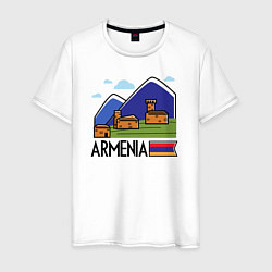 Футболка хлопковая мужская Горная Армения, цвет: белый