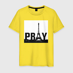 Футболка хлопковая мужская Молись за Париж, цвет: желтый