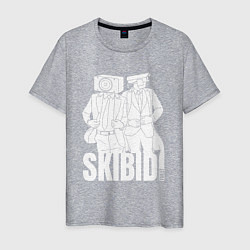 Футболка хлопковая мужская Skibidi Toilet Cameraman and Speakerman, цвет: меланж