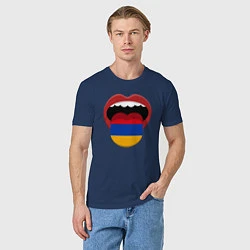 Футболка хлопковая мужская Armenian lips, цвет: тёмно-синий — фото 2