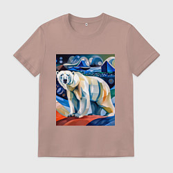 Футболка хлопковая мужская Белый медведь в арктике, цвет: пыльно-розовый