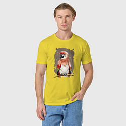 Футболка хлопковая мужская Попугай какаду, цвет: желтый — фото 2